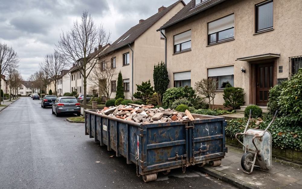 Container für die getrennte Entsorgung vor dem Objekt