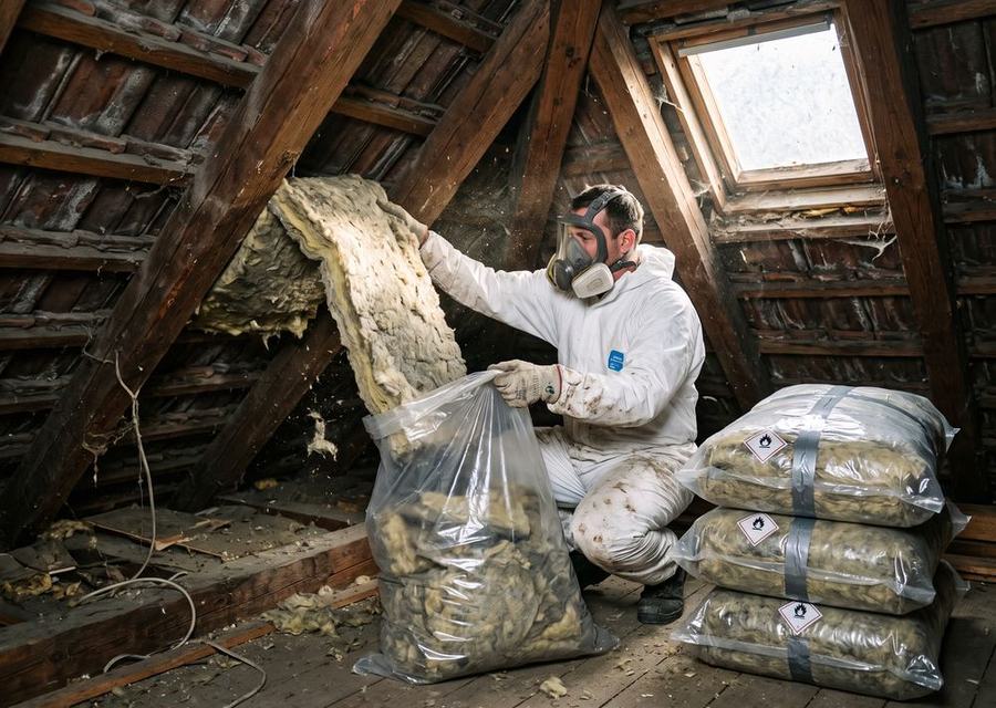 Ausbau alter Mineralwolle im Dachgeschoss